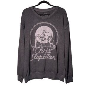 Chris Stapleton Cowboy Rodeo USED Sweatshirt (L, Gray, Country, Folk)